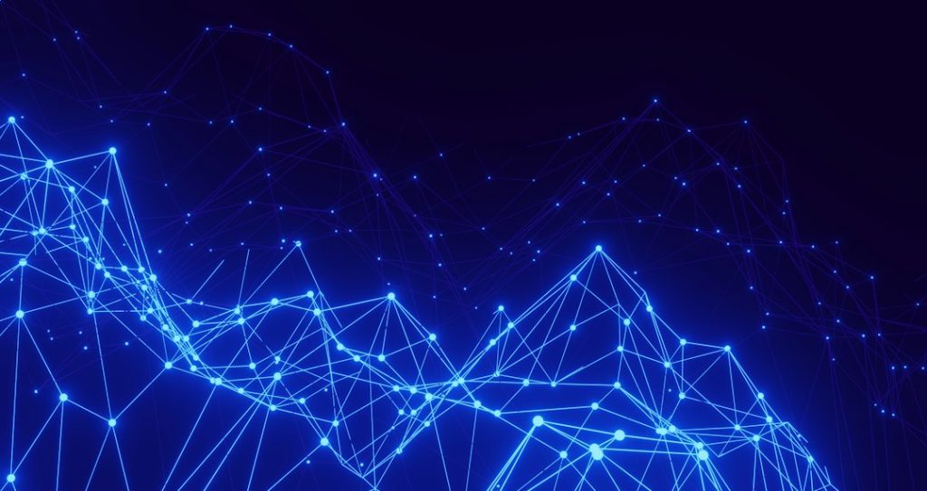 Abstract digital network representing the connection between technology, information and public debate
